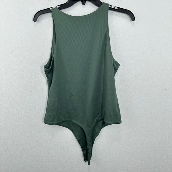 BP Ribbed Tank Top Bodysuit Green Racerback Sleeveless Casual Women's Size L - Picture 7 of 7